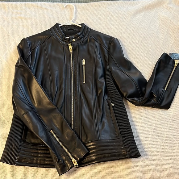 MICHAEL Michael Kors Jackets & Blazers - Michael Kors Black Leather Motorcycle Jacket